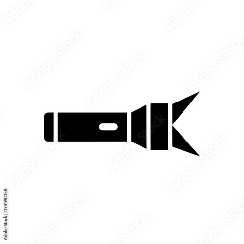 Black flashlight icon isolated on white background simple design.