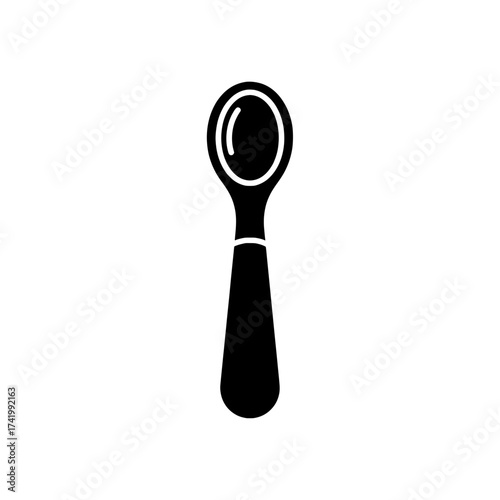 Spoon silhouette isolated on white background kitchen utensil icon simple design.