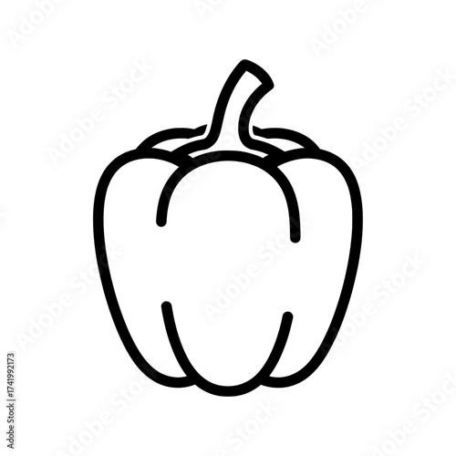 Bell pepper outline icon vegetable illustration healthy food isolated on white background.