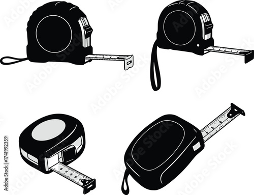 Tape measure, measuring tool, construction equipment, retractable ruler, DIY accessory, carpentry tool, hardware supply, precision measurement, industrial design