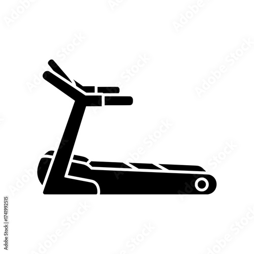 Black treadmill machine icon for fitness and workout.
