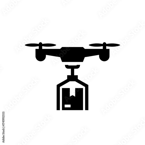 Drone Delivering Package Aerial View Technology Concept.