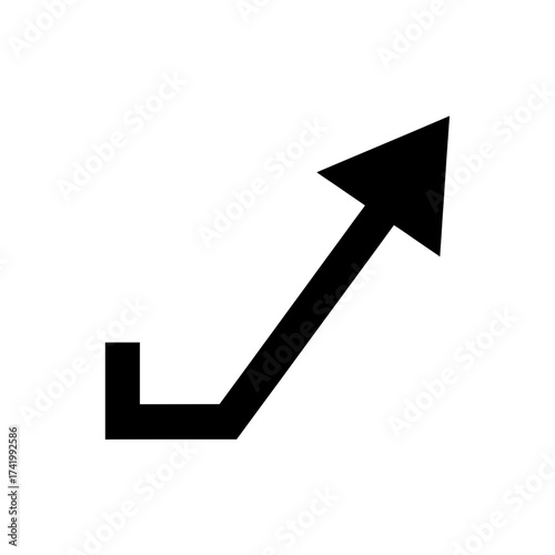 Black arrow pointing upwards on a white background simple design 2.