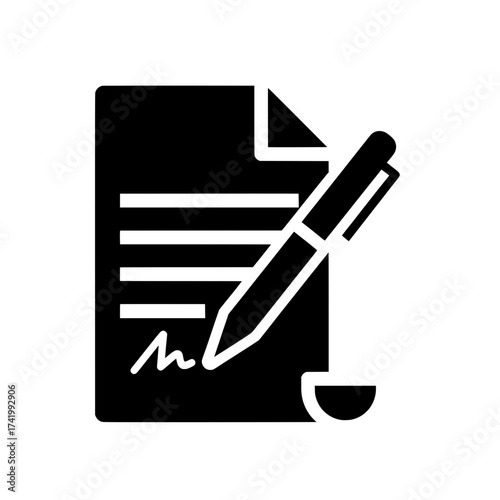 Contract signing document with pen and signature agreement concept.