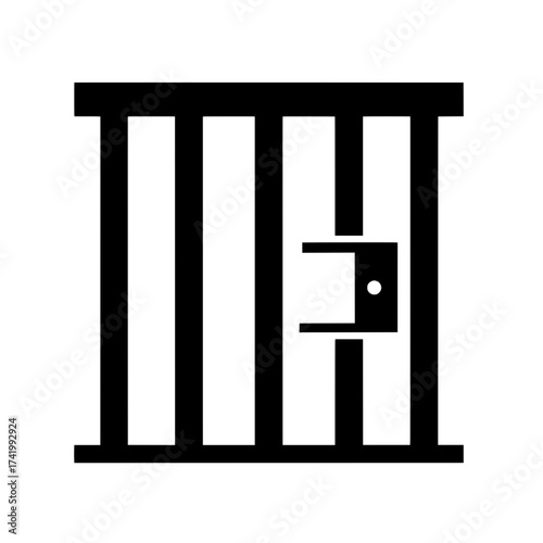 Prison bars with a door representing confinement and restriction.