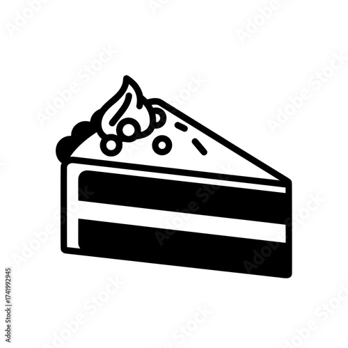 Delicious slice of cake with cream and berries sweet dessert.