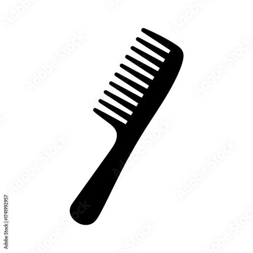 Black comb silhouette isolated on white background hair care concept.