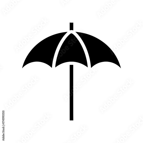 Black umbrella icon isolated on white background simple design.