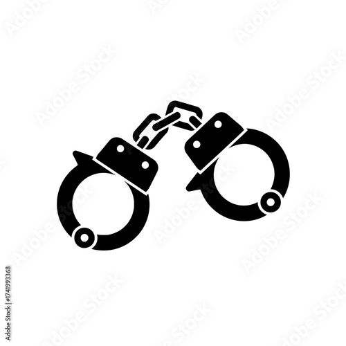 Handcuffs symbol icon black color isolated on white background law and order concept.