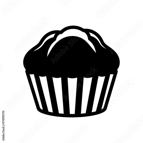 Delicious muffin with a striped paper cup a sweet treat for breakfast or dessert.