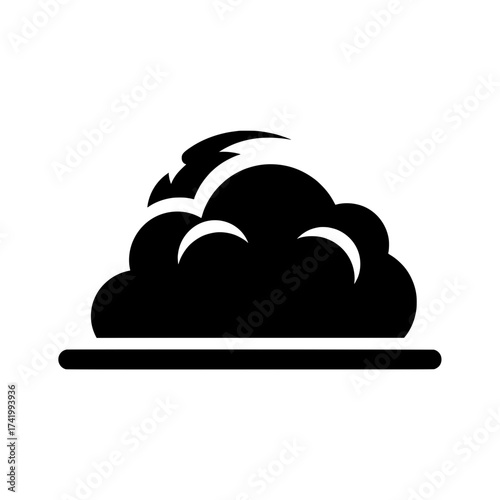 Weather icon of a cloud with lightning bolt storm symbol.