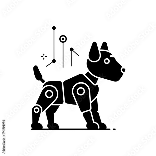 Robotic dog icon technology artificial intelligence future innovation science.