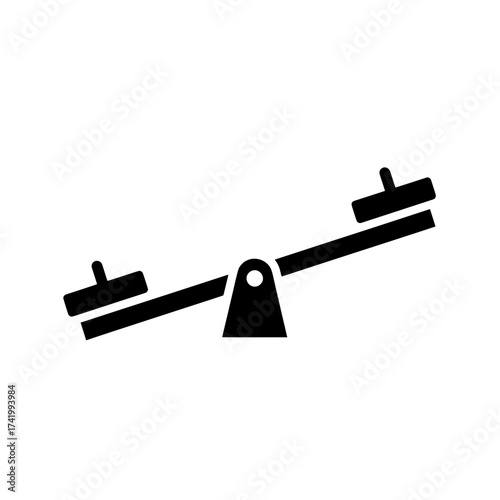 Seesaw icon illustration black and white isolated on white background.