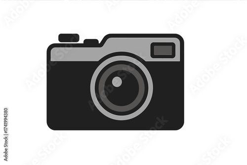 Camera icon vector illustration for photography. Photographic equipment concept. Retro vintage camera symbol for photographer. Isolated flat design element for web and app design.