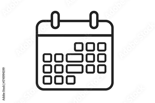 Calendar outline vector icon. Schedule, planner, and organizer symbol. Event, date, appointment, and deadline concept illustration. Time management simple linear pictogram.