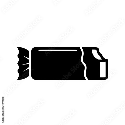 Candy wrapper icon sweet treat black and white illustration isolated on white background.