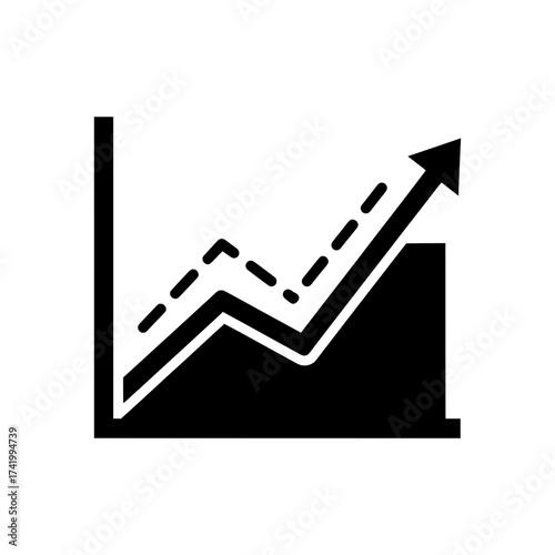 Business graph showing upward trend and positive financial growth with arrow.