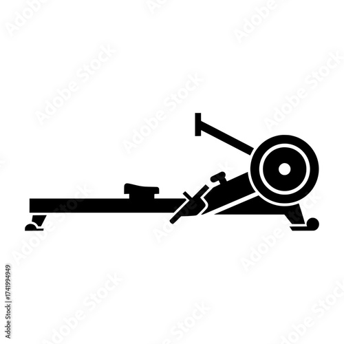 Rowing machine icon fitness equipment for exercise and workout gym training.