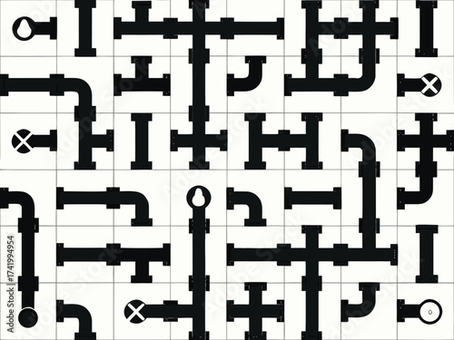 Pipe puzzle game illustrated on white


