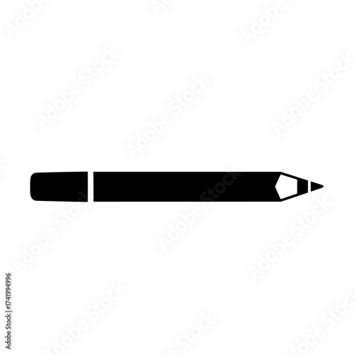 Black pencil with a sharp tip and a rounded eraser ready to write.