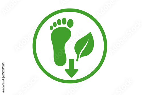 Reduce your carbon footprint icon. Eco friendly and sustainable living concept. CO2 neutral emissions green symbol for environmental conservation and climate change awareness.