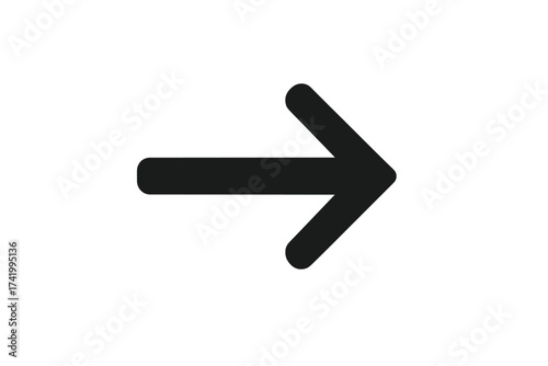 Right arrow icon. Direction symbol for navigation and guidance. Forward and next button for web design. Simple flat pointer vector illustration isolated on white background.