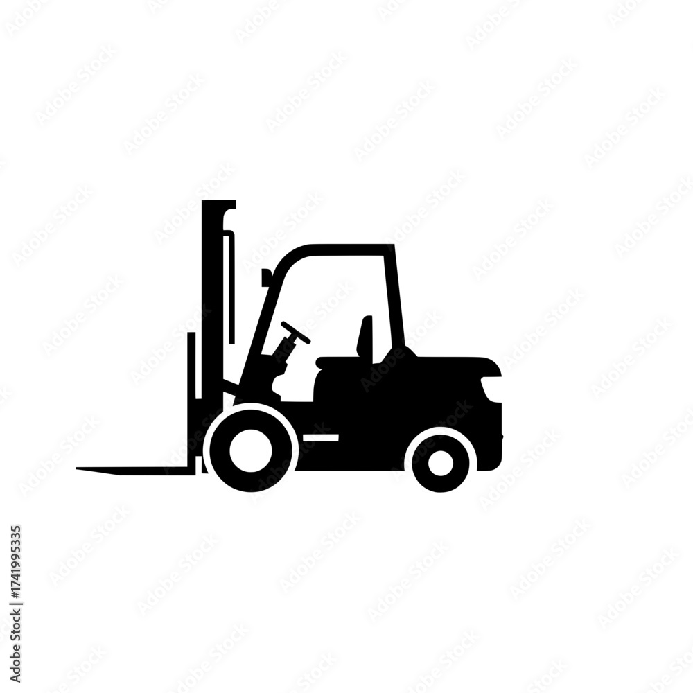 Naklejka premium Forklift Silhouette Industrial Equipment for Warehouse Operations.