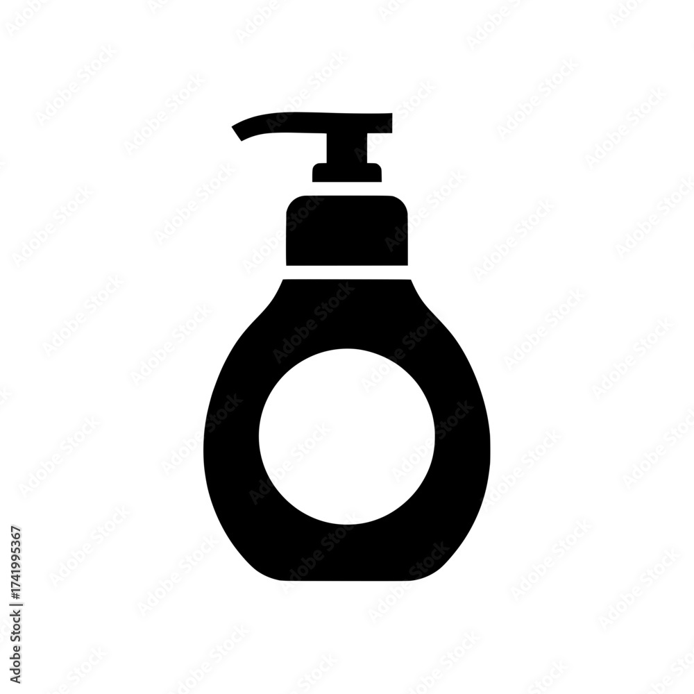 Fototapeta premium Black liquid soap dispenser icon isolated on white background.
