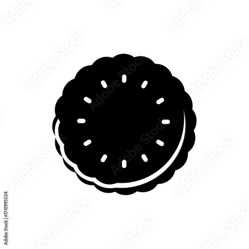 Round cookie with cream filling and decorative dots delicious dessert.