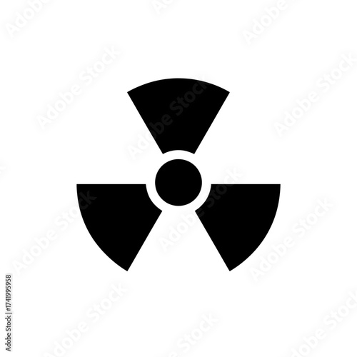 Radiation symbol black on white background danger warning sign.