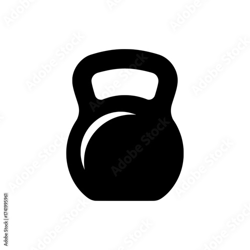 Black kettlebell icon isolated on white background for fitness and workout.