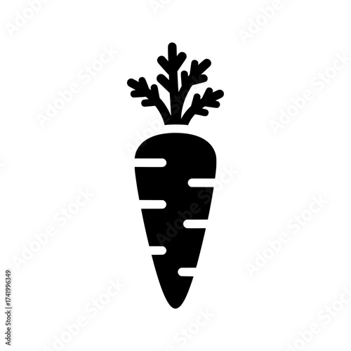 Carrot icon illustration black and white healthy food vegetable.