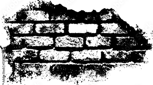 Brick wall texture in black and white. Grunge pattern set of vector illustrations illustrating a distressed and rough surface.
