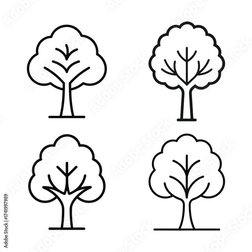Tree vector Line art Collection