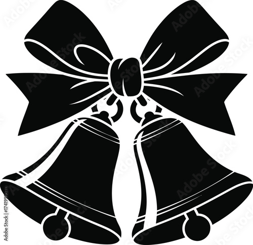 Elegant black bow with ribbons perfect for design projects on transparent background silhouette