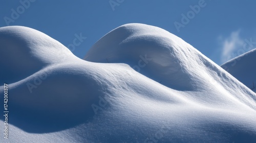 Serene vista of pure snow covered hills against clear azure sky mountain serene winter landscape background