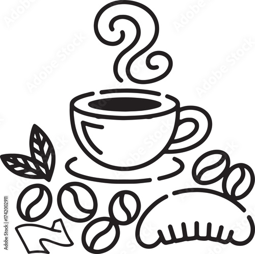 A steaming hot coffee cup with a heart symbol is the perfect vector icon for a cozy cafe beverage logo