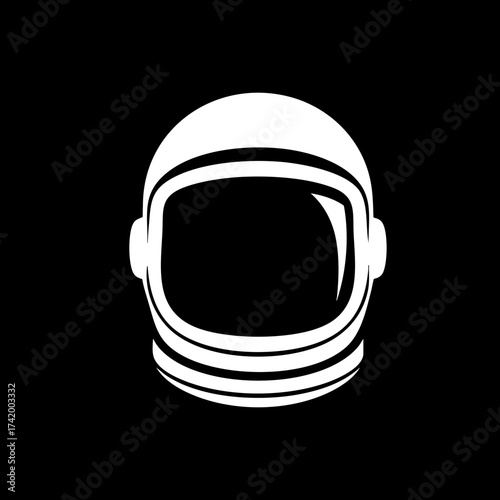 Minimalist white astronaut helmet icon representing space exploration.