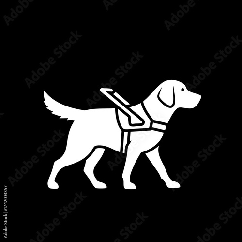 Guide Dog Silhouette Icon for Assistance and Support.