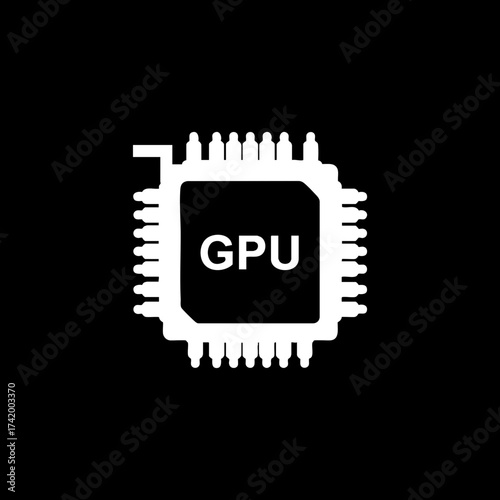 White GPU chip icon representing graphics processing unit technology 1.