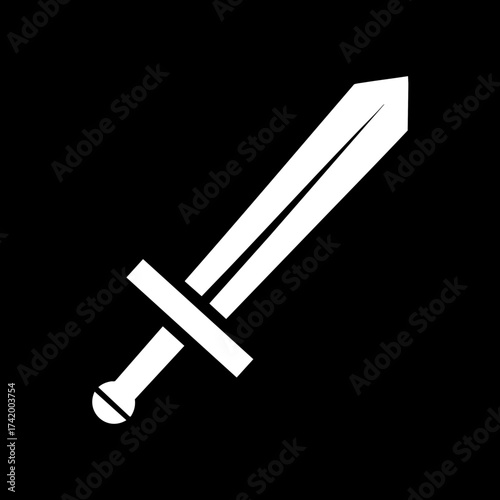 Stylized white sword icon representing strength and combat.