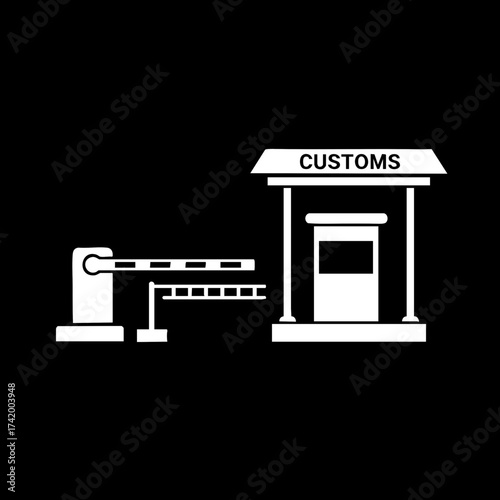 Customs checkpoint booth and barrier gate icon.