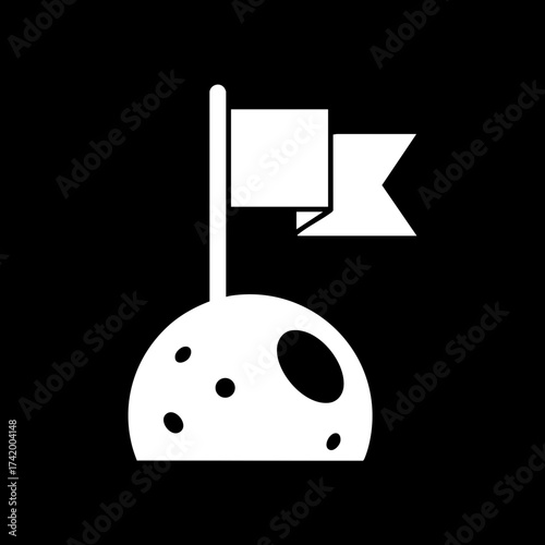 Flag planted on moon surface icon representing space exploration.