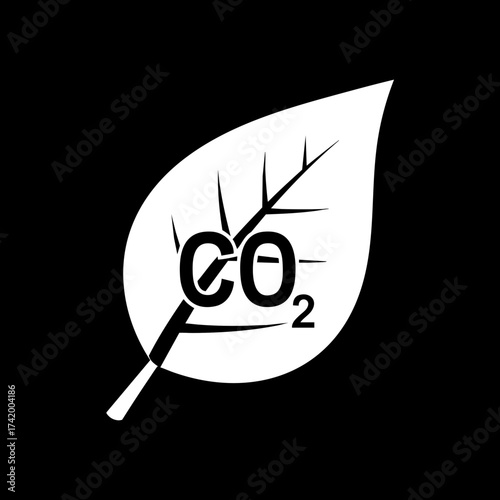 CO2 carbon dioxide symbol on a leaf representing environmental protection and sustainability.