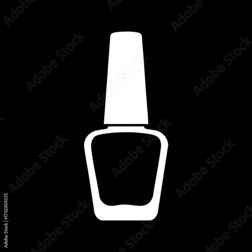 White Nail Polish Bottle Silhouette Icon for Beauty and Manicure.