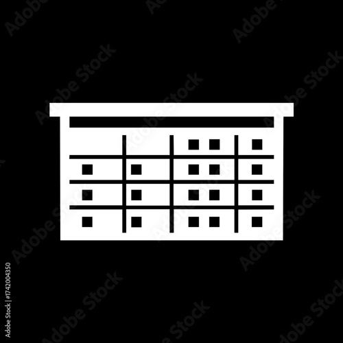 Minimalist calendar grid icon for scheduling and task management.