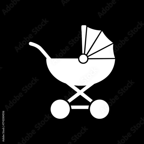 Classic baby carriage silhouette icon for infant transport.