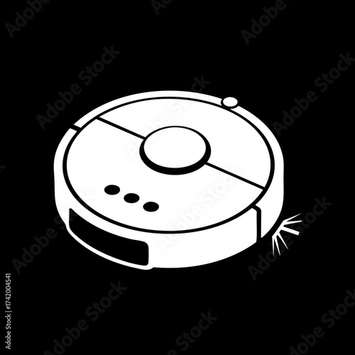 Robotic vacuum cleaner icon for smart home automation technology.