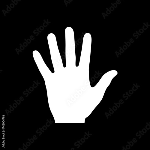 White open hand with spread fingers simple silhouette icon.