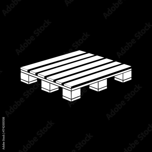 Isometric Wooden Pallet Outline Illustration for Logistics and Shipping.